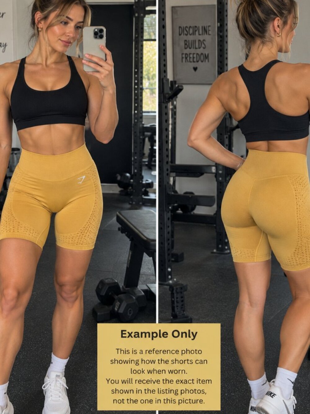 Gymshark Glow Seamless Biker Shorts – Yellow/Gold – Size S